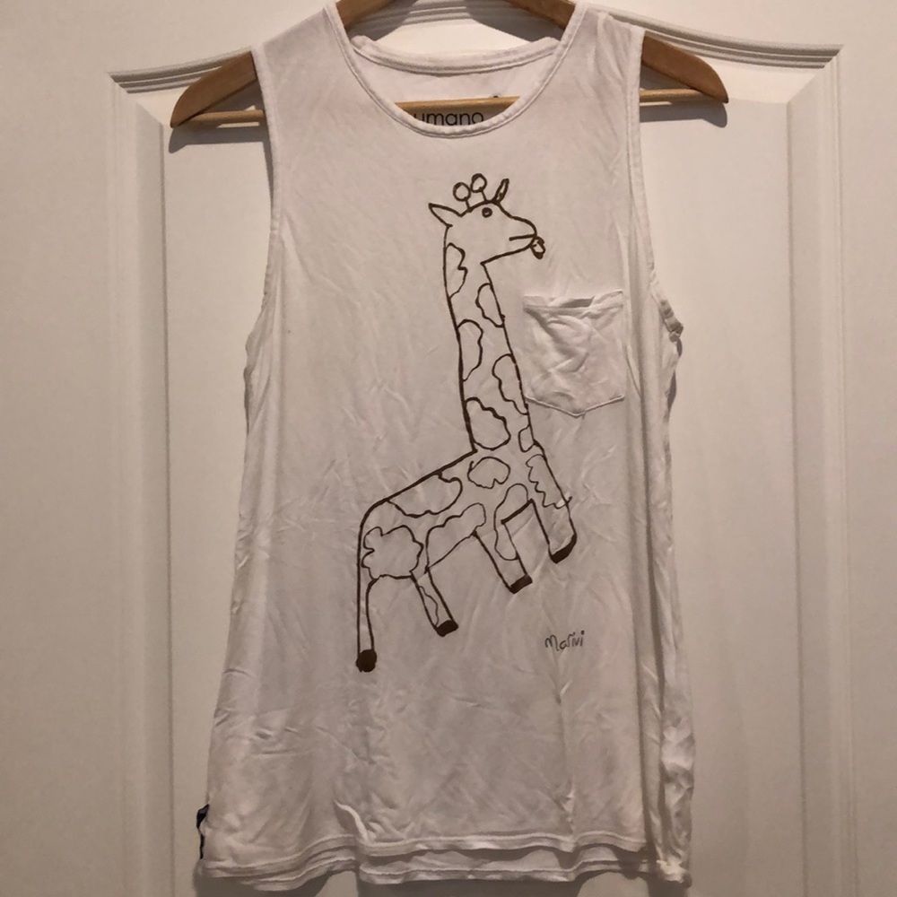 Cute Umano gold giraffe tank top, size S